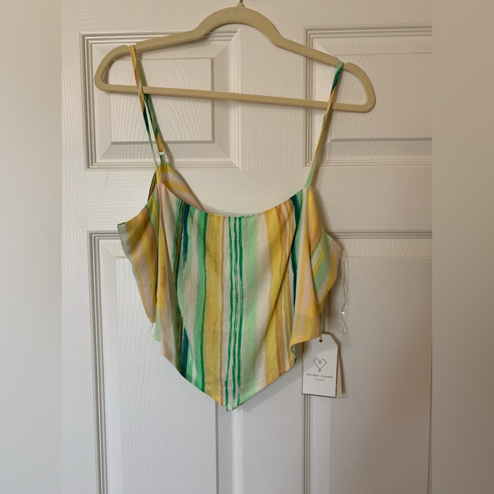 NWT Love & Peace Collective Striped Handkerchief Cami Top XL Boho Casual Summer‎